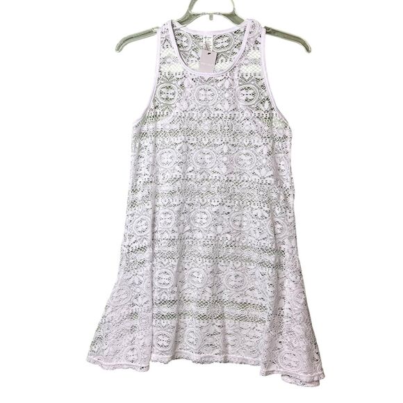 West Loop Cover Up Dress Womens S/M White Crochet Lace Racerback Beach Swim - Picture 9 of 11